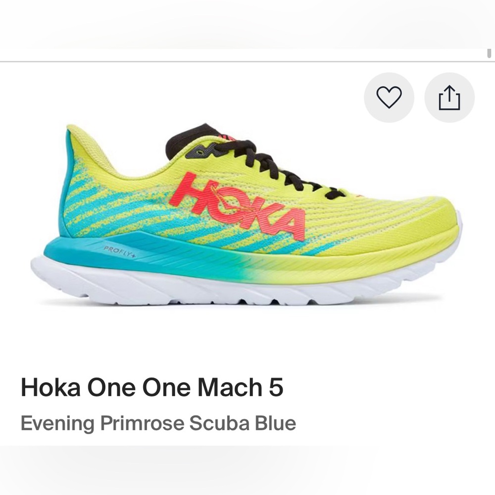 Hoka One One Mach 5 Yellow Running Shoes Size 8.5 Women’s